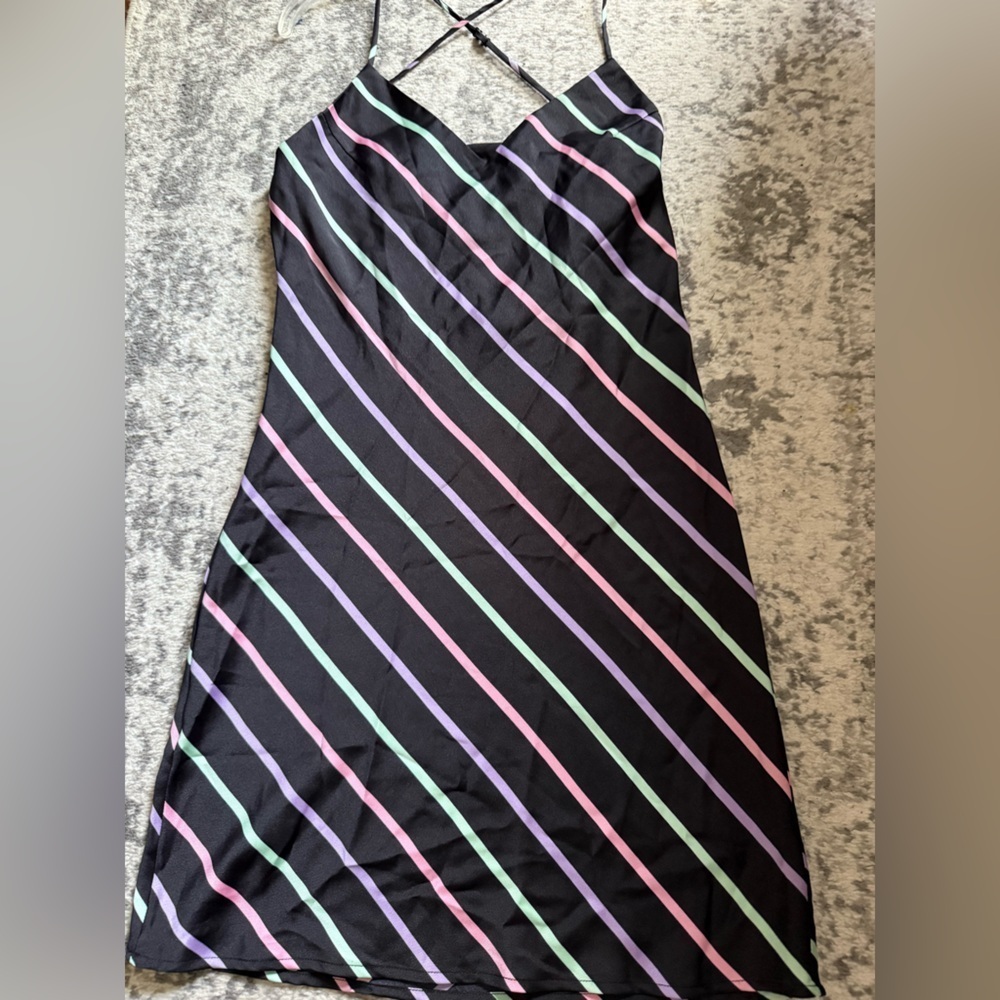 WAYF Black and Multicolor Stripes Spaghetti Strap Dress size small - Picture 3 of 7